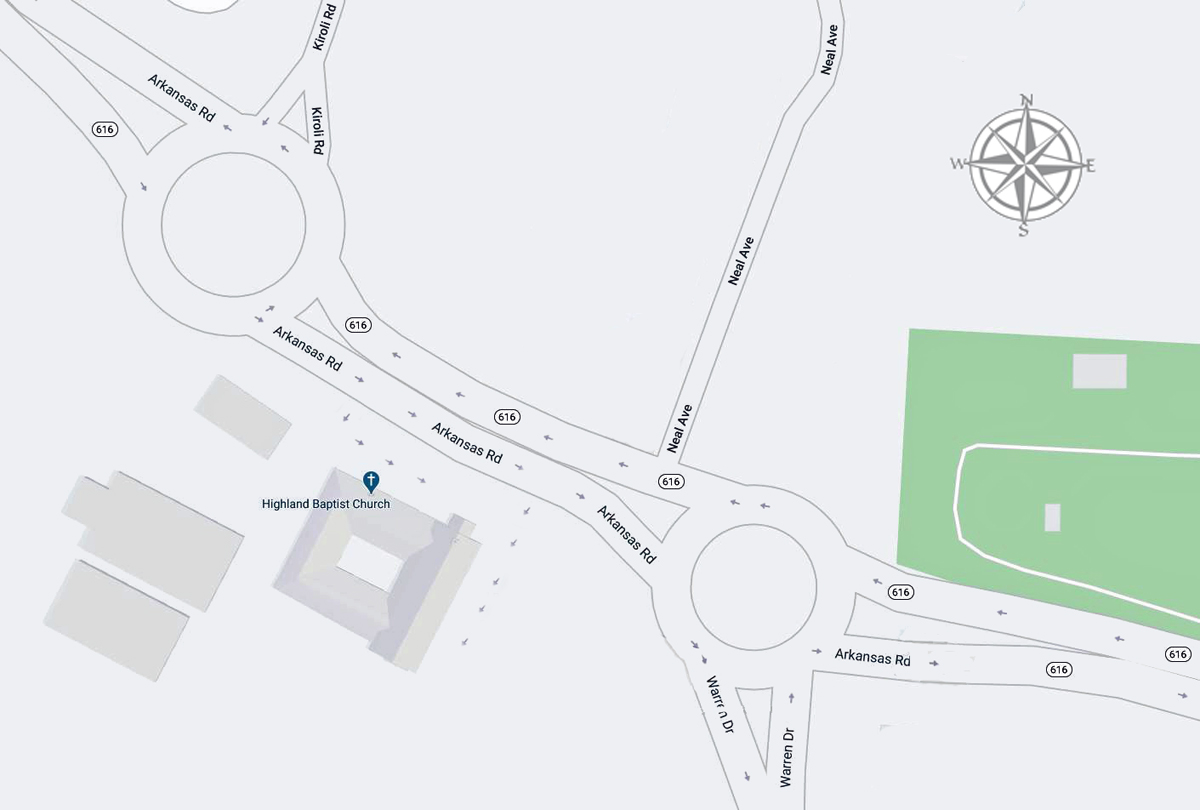 Map to Highland Baptist Church, West Monroe, LA